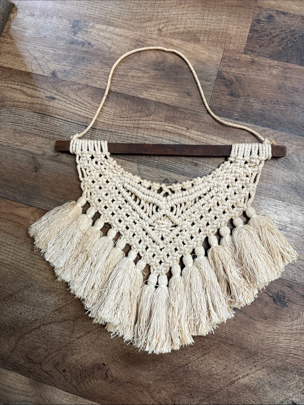 Boho Macramé Wall Tapestry in Cream with Tassels